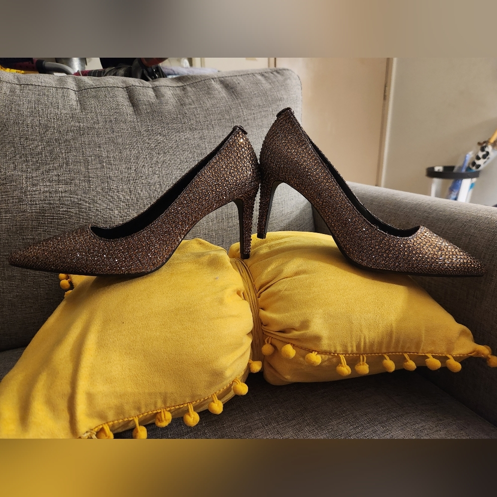 AUTHENTIC MICHAEL KORS RHINESTONE COPPER HIGH HEEL STILETTOS-WOMEN'S-BRAND NEW